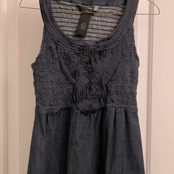 Denim dress by Calvin Klein. Slip over your head and go! Cute detailing - size S - Picture 3 of 9